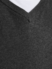 JACK & JONES Grey 100% Cotton V-Neck Knitted Jumper - Image 5 of 5