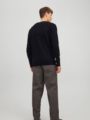 JACK & JONES Black 100% Cotton V-Neck Knitted Jumper - Image 2 of 4