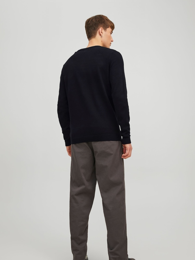 JACK & JONES Black 100% Cotton V-Neck Knitted Jumper - Image 2 of 4 JACK & JONES Black 100% Cotton V-Neck Knitted Jumper - Image 2 of 4