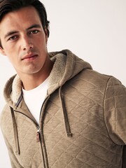 Neutral Quilted Sweatshirt Hoodie - Image 1 of 7