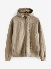 Neutral Quilted Sweatshirt Hoodie - Image 6 of 7