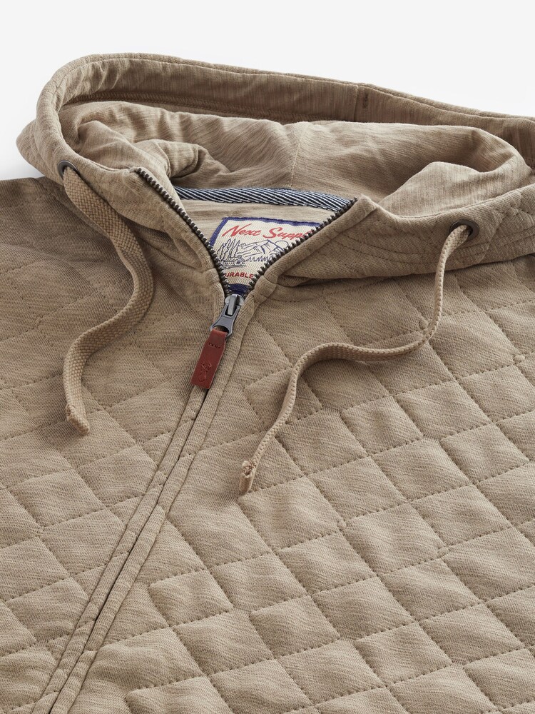 Neutral Quilted Sweatshirt Hoodie - Image 7 of 7