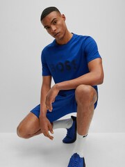 BOSS Blue Logo Artwork T-Shirt in Cotton Jersey - Image 3 of 4