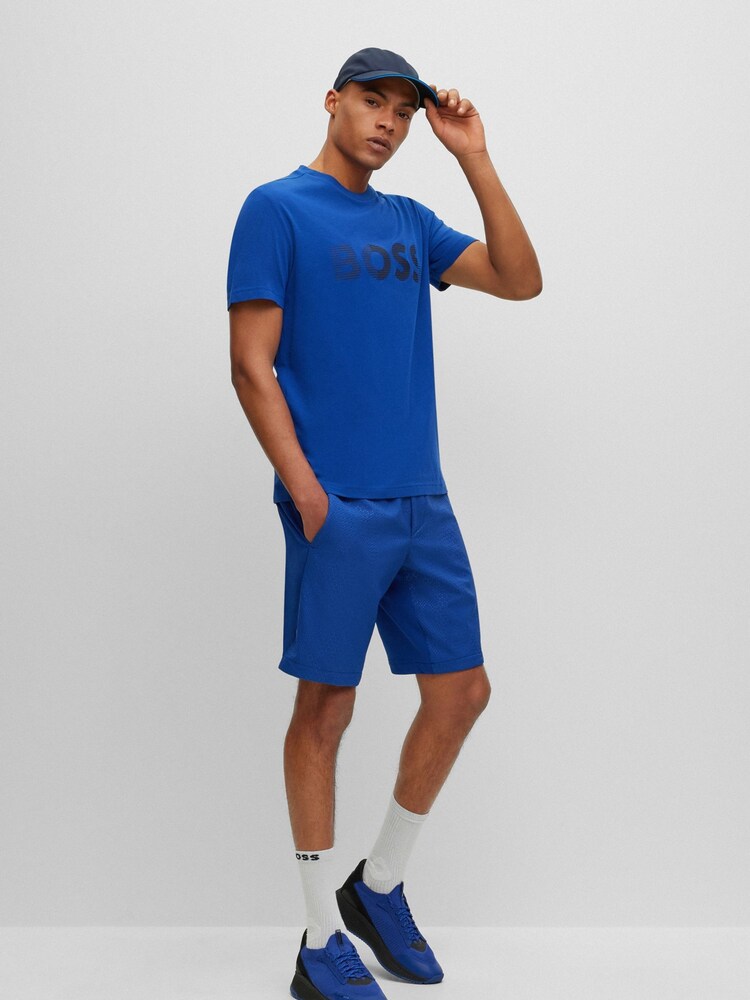 BOSS Blue Logo Artwork T-Shirt in Cotton Jersey - Image 4 of 4
