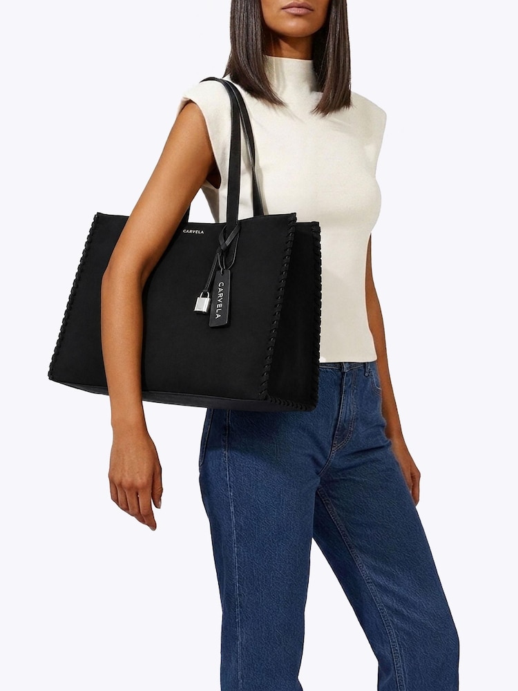 Carvela Black Juno Whipstitch Tote Bag - Image 2 of 5 Carvela Black Juno Whipstitch Tote Bag - Image 2 of 5