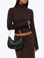 Carvela Black Minori Scoop Woven Shoulder Bag - Image 2 of 5