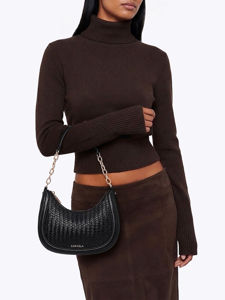 Carvela Black Minori Scoop Woven Shoulder Bag - Image 2 of 5 Carvela Black Minori Scoop Woven Shoulder Bag - Image 2 of 5