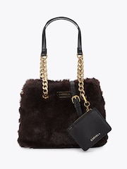 Carvela Chocolate Brown Mini Cammie Fur Shoulder Bag - Image 1 of 5