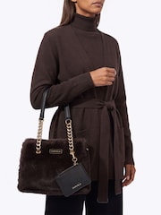 Carvela Chocolate Brown Mini Cammie Fur Shoulder Bag - Image 2 of 5