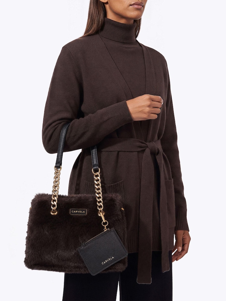Carvela Chocolate Brown Mini Cammie Fur Shoulder Bag - Image 2 of 5 Carvela Chocolate Brown Mini Cammie Fur Shoulder Bag - Image 2 of 5