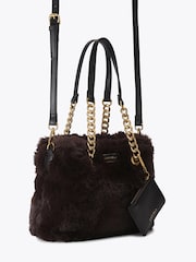 Carvela Chocolate Brown Mini Cammie Fur Shoulder Bag - Image 3 of 5