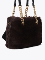 Carvela Chocolate Brown Mini Cammie Fur Shoulder Bag - Image 4 of 5