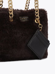 Carvela Chocolate Brown Mini Cammie Fur Shoulder Bag - Image 5 of 5