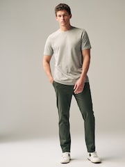 Green Khaki Straight Fit Stretch Chinos Trousers - Image 2 of 9