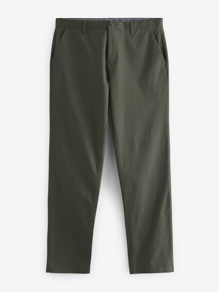 Vert kaki - Ajustement droit - Pantalon chino stretch - Image 6 of 9