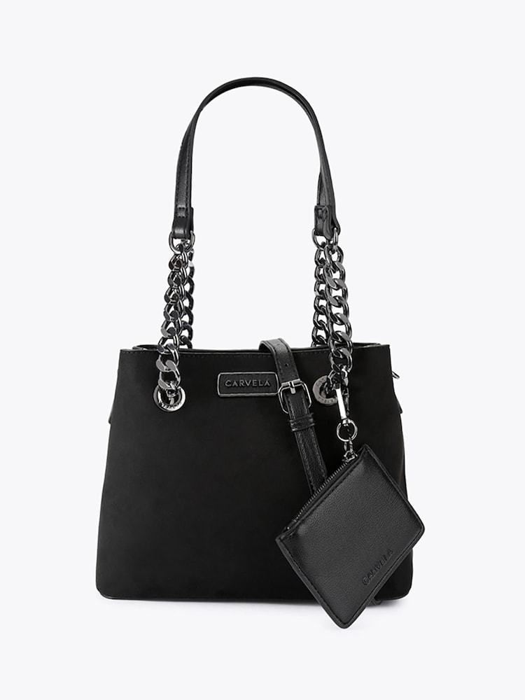 Carvela Black Micro Suede Mini Cammie Shoulder Bag - Image 1 of 5 Carvela Black Micro Suede Mini Cammie Shoulder Bag - Image 1 of 5