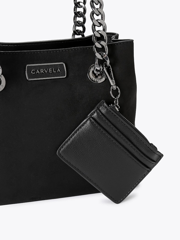 Carvela Black Micro Suede Mini Cammie Shoulder Bag - Image 5 of 5 Carvela Black Micro Suede Mini Cammie Shoulder Bag - Image 5 of 5