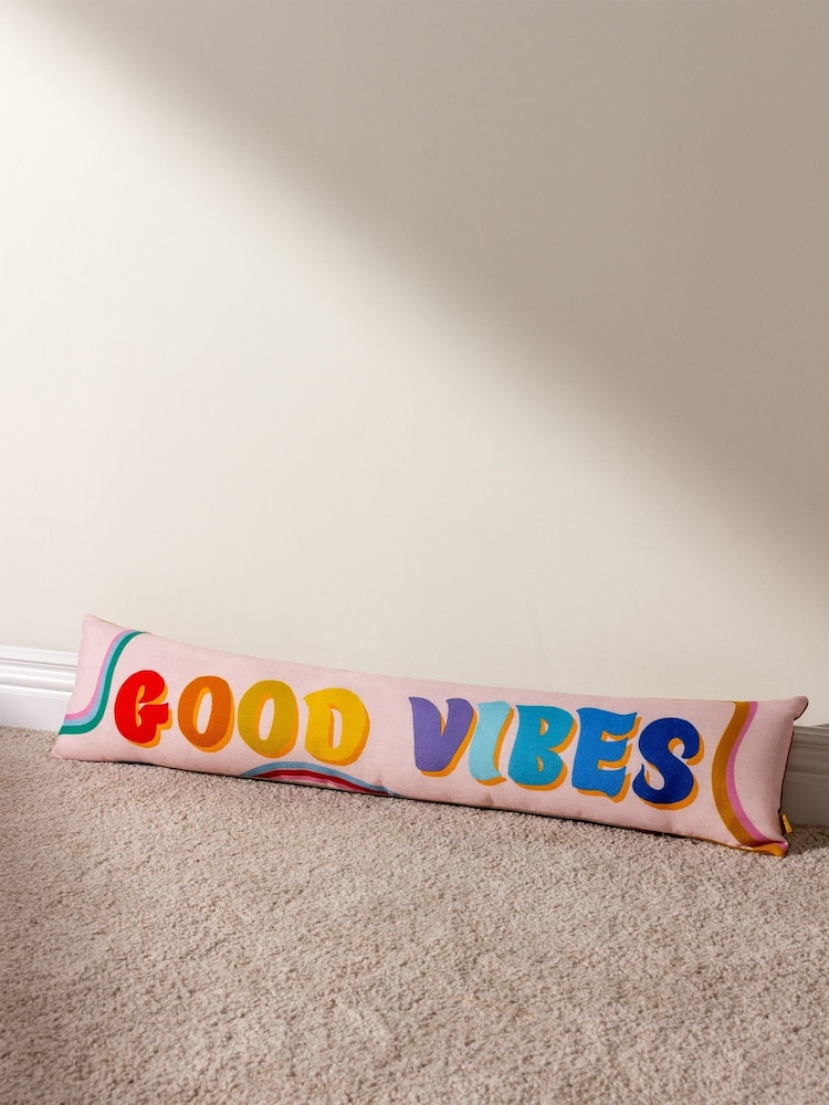 heya home Pink Good Vibes Draught Excluder Cushion - Image 1 of 3