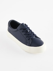 Navy Blue Lace Up Smart Trainers - Image 1 of 7