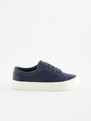Navy Blue Lace Up Smart Trainers - Image 2 of 7