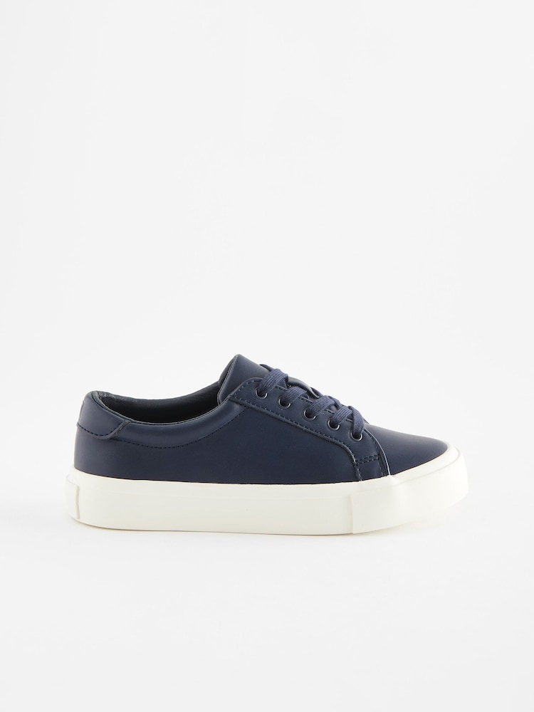 Navy Blue Lace Up Smart Trainers - Image 2 of 7