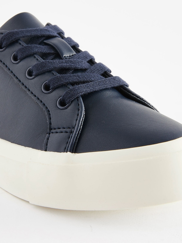 Navy Blue Lace Up Smart Trainers - Image 4 of 7