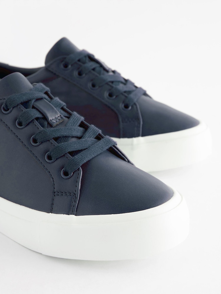 Navy Blue Lace Up Smart Trainers - Image 6 of 7