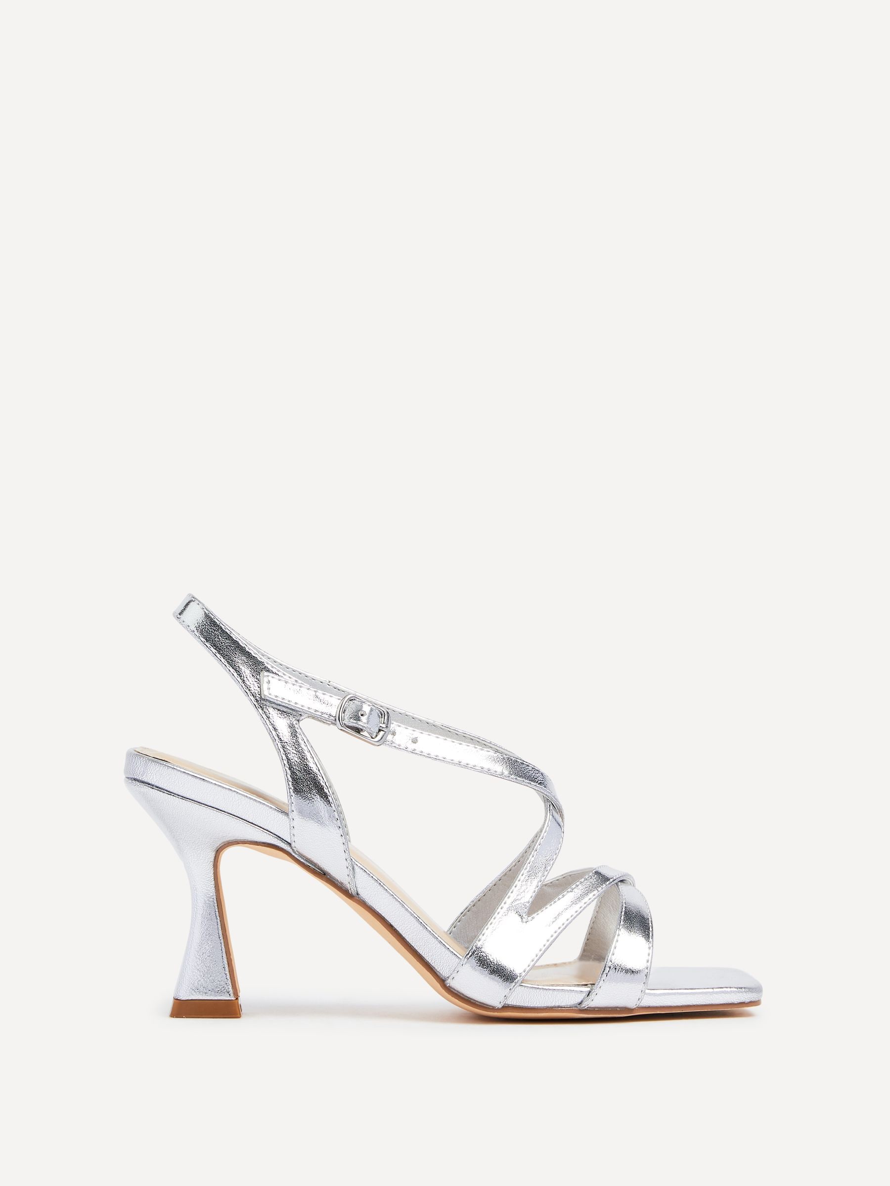 Silver 3 strap heels discount