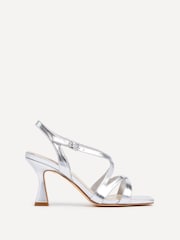Linzi Silver Liberty Open Toe Strappy Heeled Sandals With Flared Stiletto - Image 2 of 5