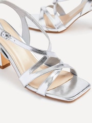 Linzi Silver Liberty Open Toe Strappy Heeled Sandals With Flared Stiletto - Image 4 of 5