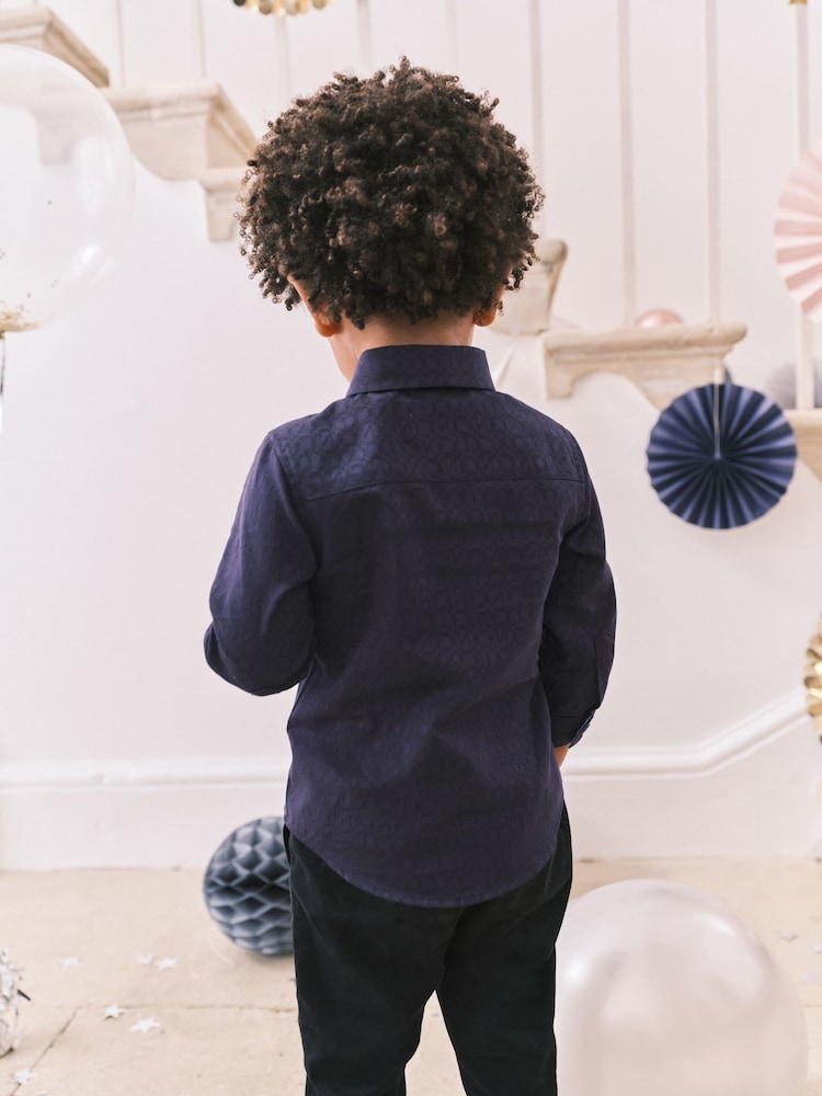 Navy Blue Long Sleeve Shirt And Bow Tie Set (3mths-12yrs) - Image 2 of 6