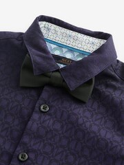 Navy Blue Long Sleeve Shirt And Bow Tie Set (3mths-12yrs) - Image 5 of 6