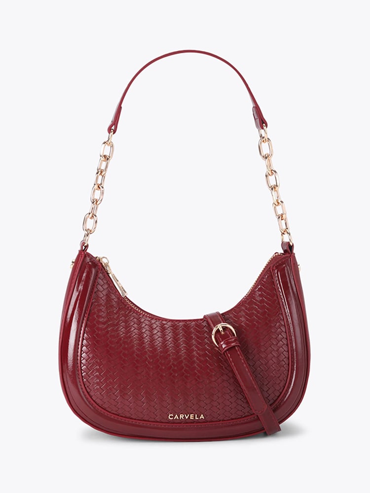 Carvela Red Minori Scoop Woven Shoulder Bag - Image 2 of 5 Carvela Red Minori Scoop Woven Shoulder Bag - Image 2 of 5