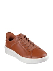 Skechers Brown Court Break Double Vented Slip In Trainers - Image 3 of 5