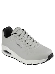 Skechers Grey Standard Fit Mens Uno Stand On Air Lace-Up Sports Trainers - Image 1 of 5