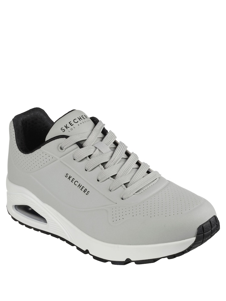 Skechers Grey Standard Fit Mens Uno Stand On Air Lace-Up Sports Trainers - Image 1 of 5