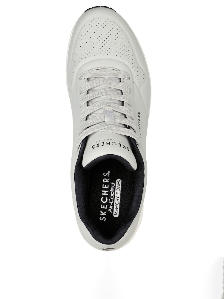 Skechers Grey Standard Fit Mens Uno Stand On Air Lace-Up Sports Trainers - Image 2 of 5
