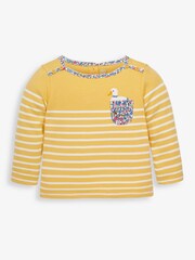 JoJo Maman Bébé Yellow Girls' Duck Pocket Breton Top - Image 1 of 4