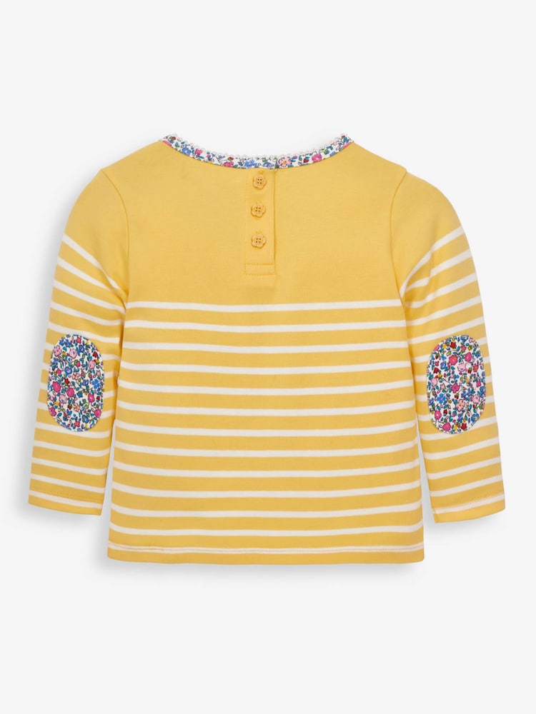 JoJo Maman Bébé Yellow Girls' Duck Pocket Breton Top - Image 2 of 4