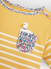 JoJo Maman Bébé Yellow Girls' Duck Pocket Breton Top - Image 3 of 4
