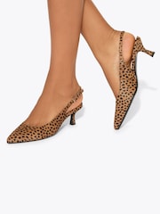 KG Kurt Geiger Tilly Slingback Leopard Print Heeled Shoes - صورة 1 من 5