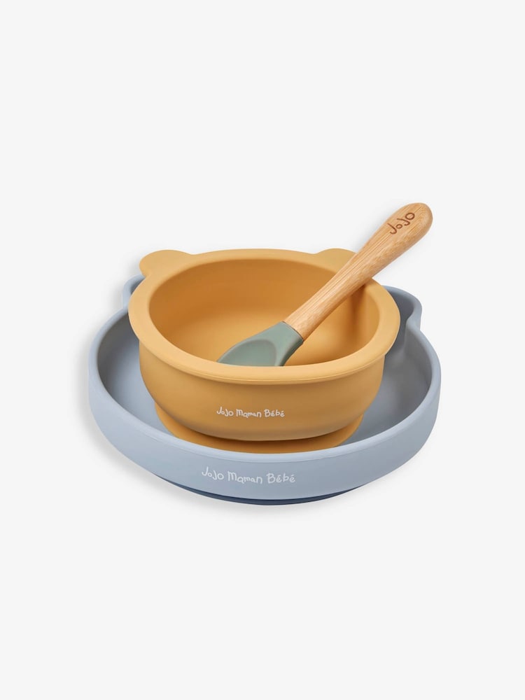 JoJo Maman Bébé Blue My First Silicone Mealtime Bear Set - Image 1 of 7