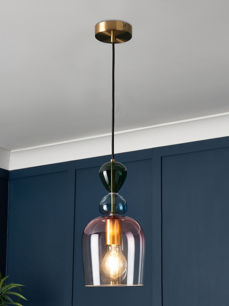 Visconte by BHS Brass Vietri Glass Pendant Pendant Ceiling Light - Image 1 of 5