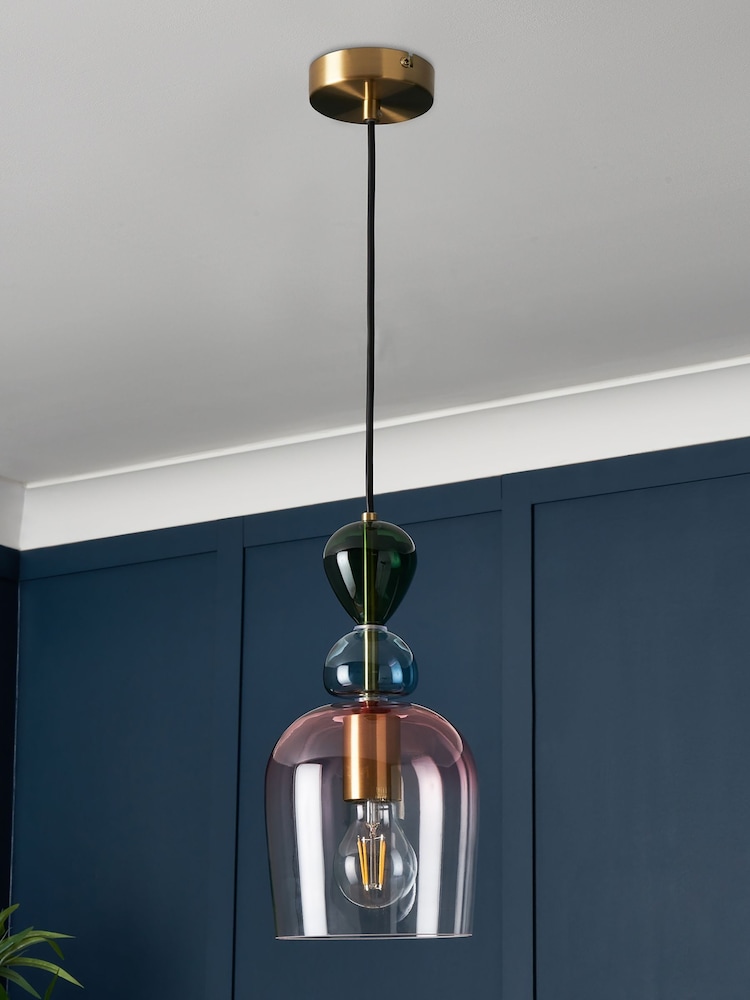 Visconte by BHS Brass Vietri Glass Pendant Pendant Ceiling Light - Image 2 of 5