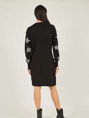 Yumi Black Relaxed Fit Star Print Tunic Dress - Image 2 of 5