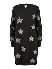 Yumi Black Relaxed Fit Star Print Tunic Dress - Image 5 of 5