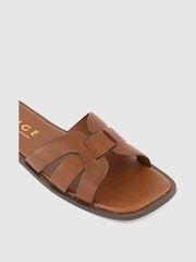 Office Brown Brown Leather Woven Sliders - Image 3 of 3