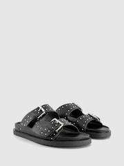 Office Black Double Strap Studded Footbed Sandals - Image 2 of 3
