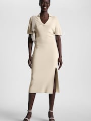 Tommy Hilfiger Cream Open Polo Midi Dress - Image 1 of 6