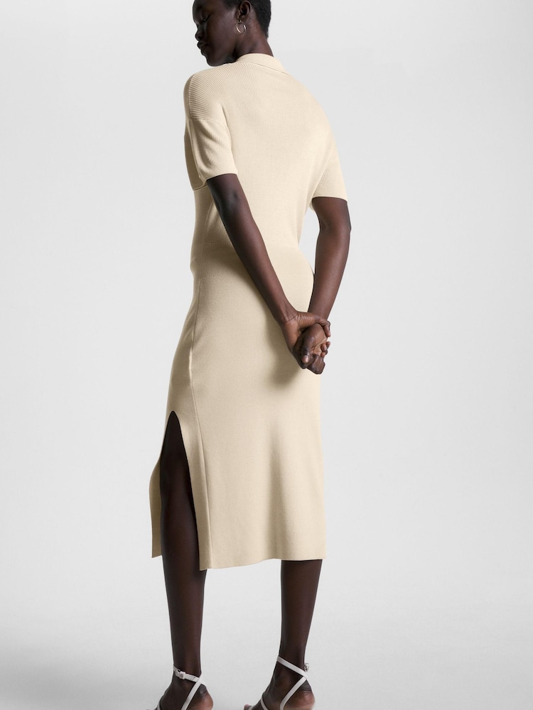 Tommy Hilfiger Cream Open Polo Midi Dress - Image 2 of 6